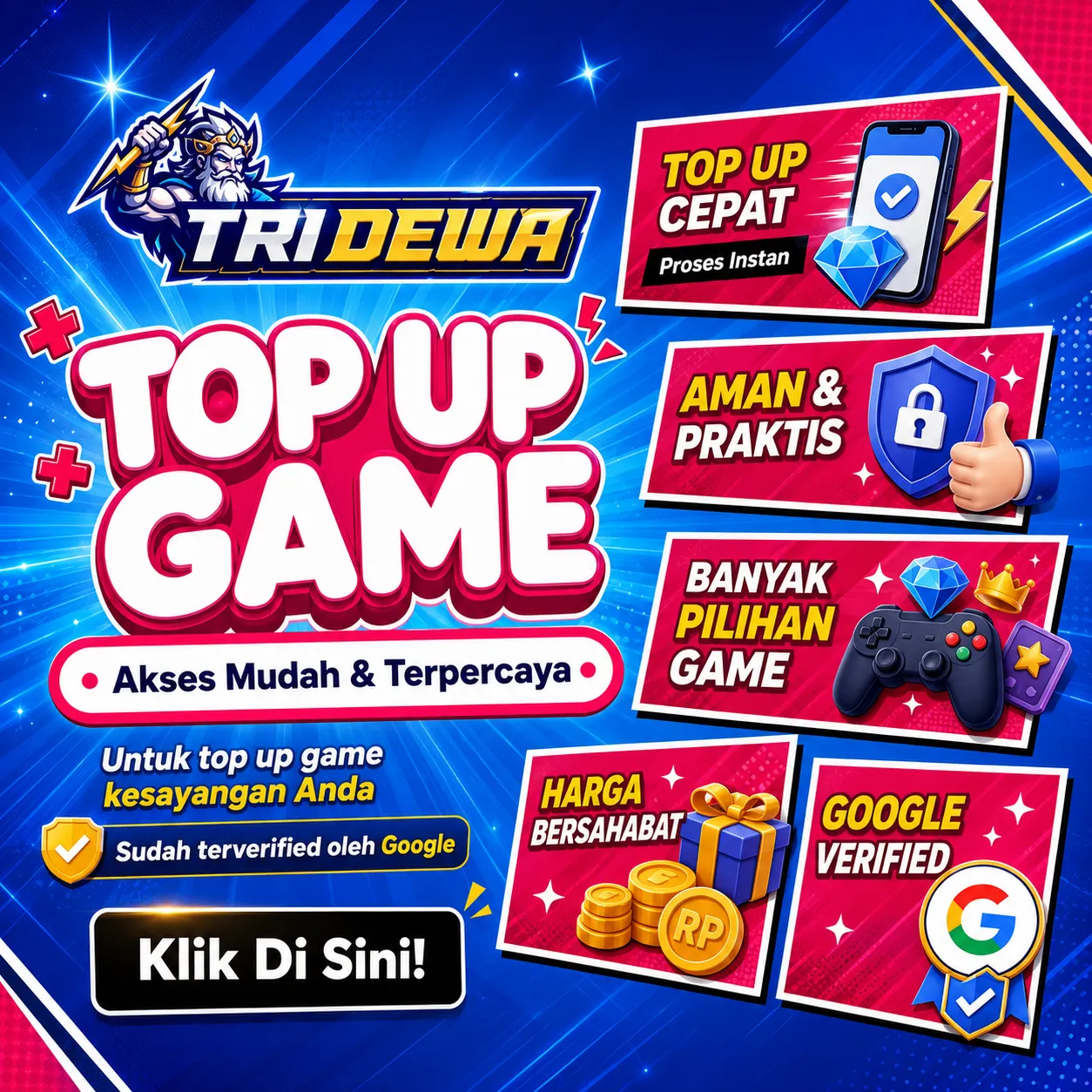 TRIDEWA >> Akses Mudah Untuk Top Up Game Kesayangan Anda Yang Sudah Terverified Oleh Google